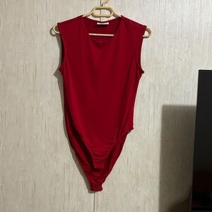 Elegant Red Sleeveless bodysuit